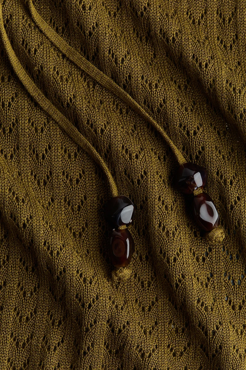 Pointelle-Knit Tie-Detail Top