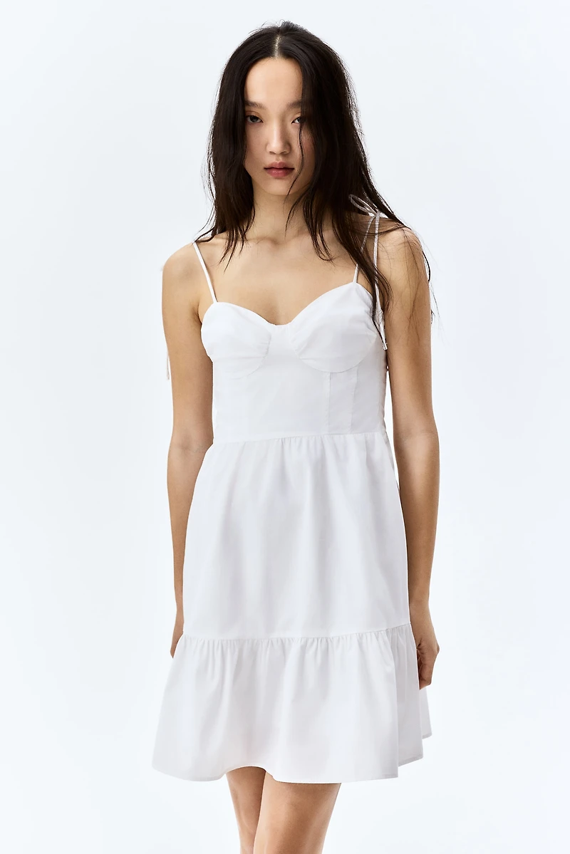 Poplin Dress with Tie-Top Shoulder Straps
