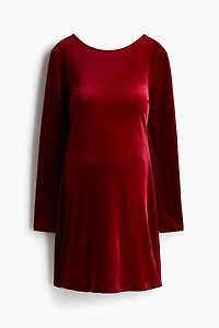 MAMA Velour Dress with Low-Cut Back