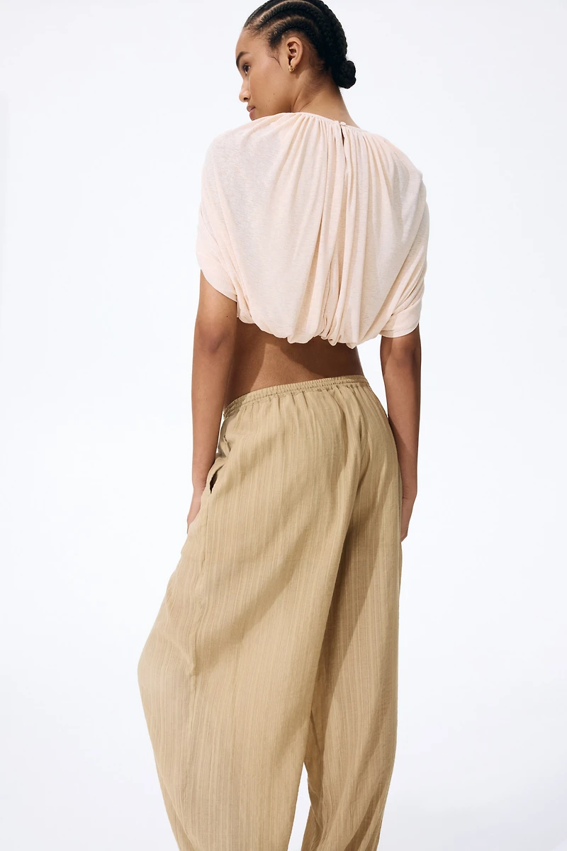 Crinkled Balloon-Leg Pants