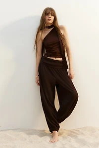 Crinkled Balloon-Leg Pants