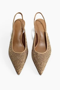 Rhinestone-Embellished Slingback Pumps