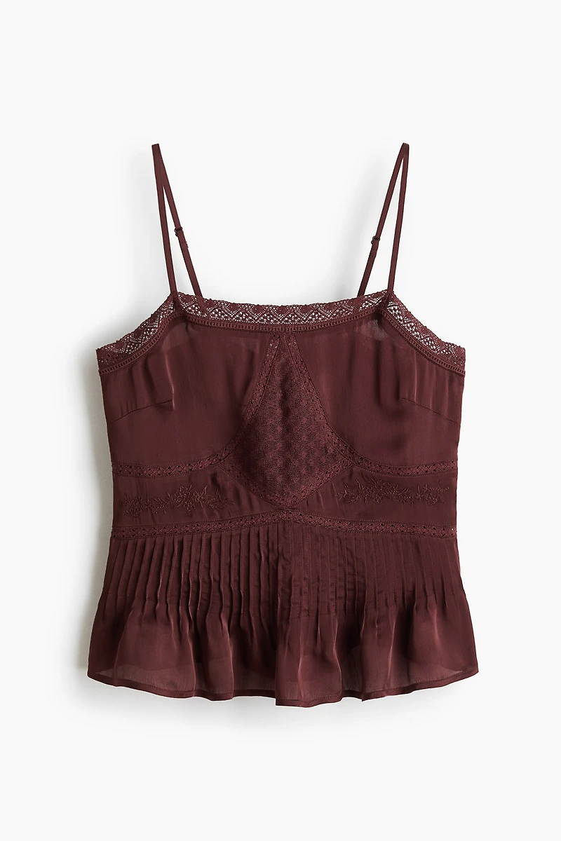 Haut à bretelles fines en satin de viscose