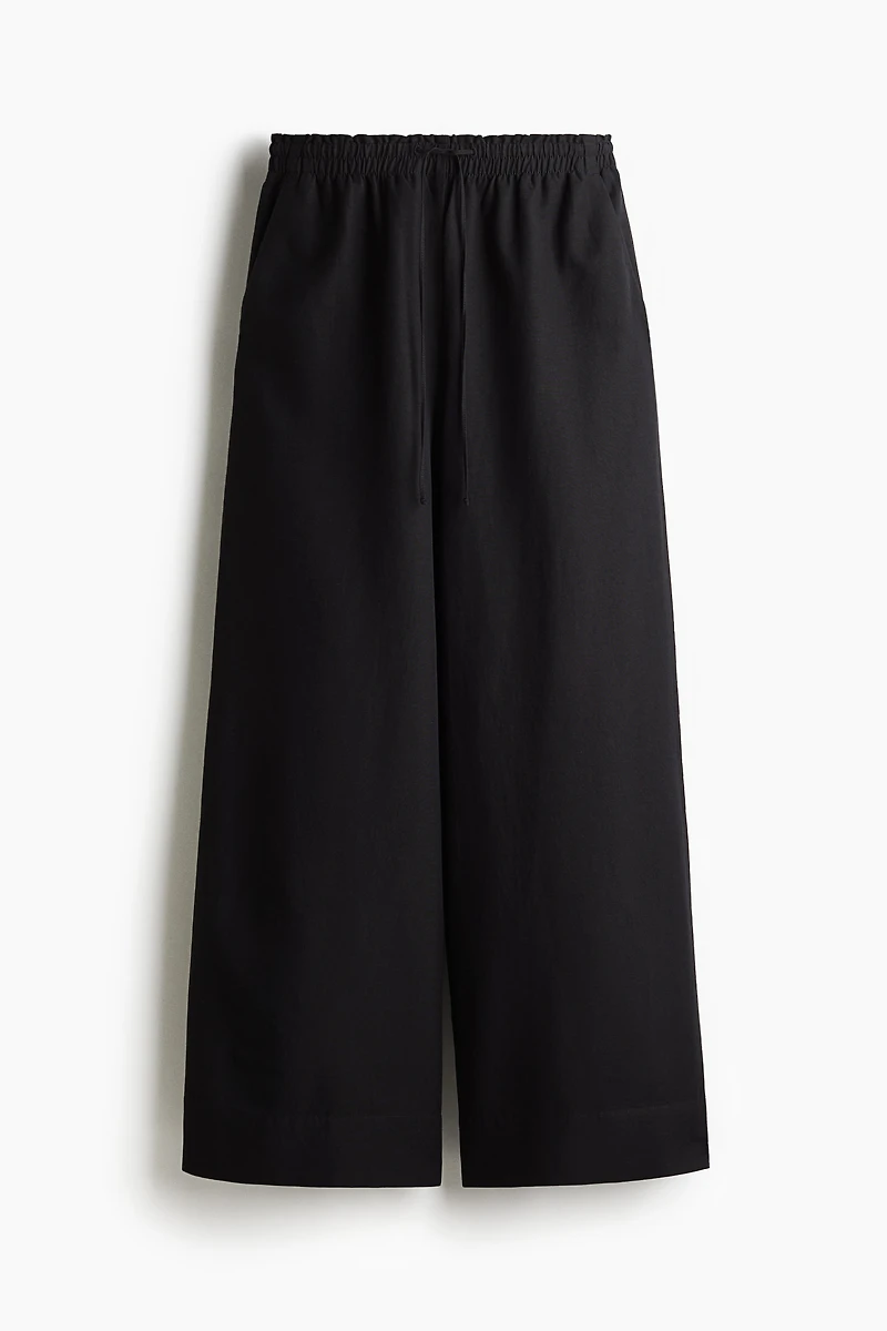 Wide-Leg Linen-Blend Pants