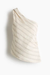MAMA One-shoulder textured cotton top