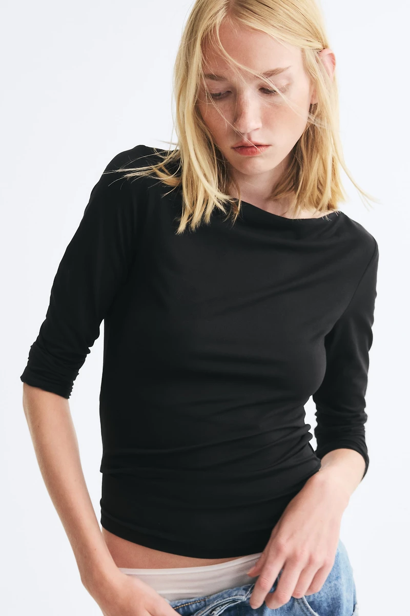 Fitted Boat-Neck Top