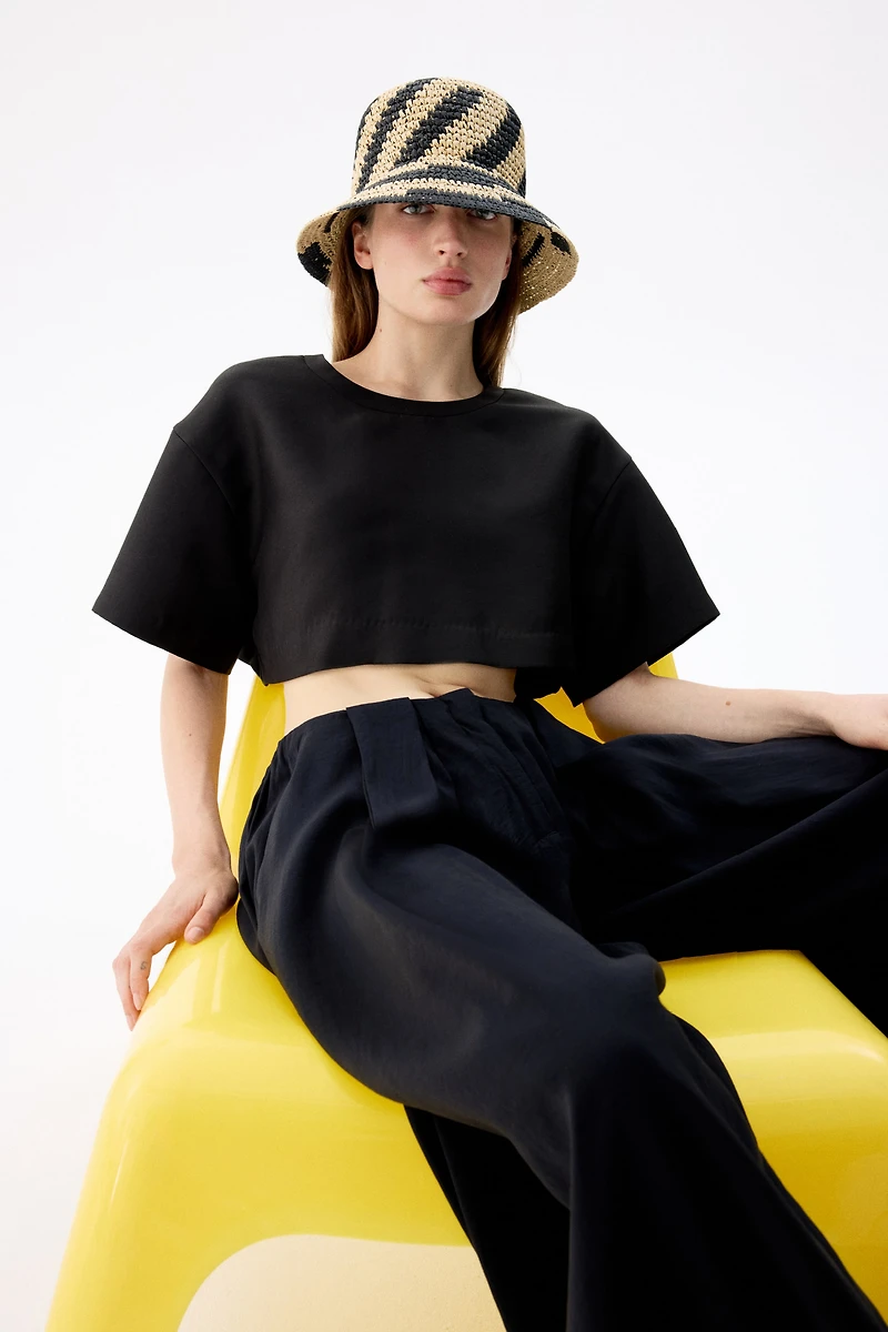 Handmade straw bucket hat