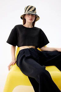 Handmade straw bucket hat