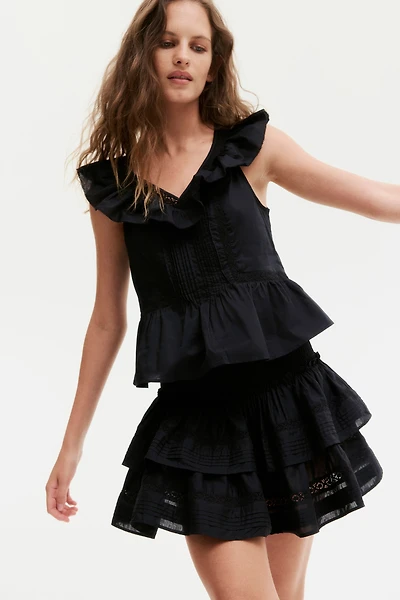 Ruffle-Trimmed Sleeveless Top