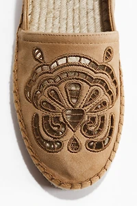 Suede Espadrilles with Eyelet Embroidery