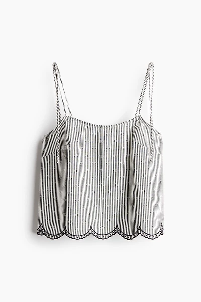 Embroidered Top with Tie Shoulder Straps
