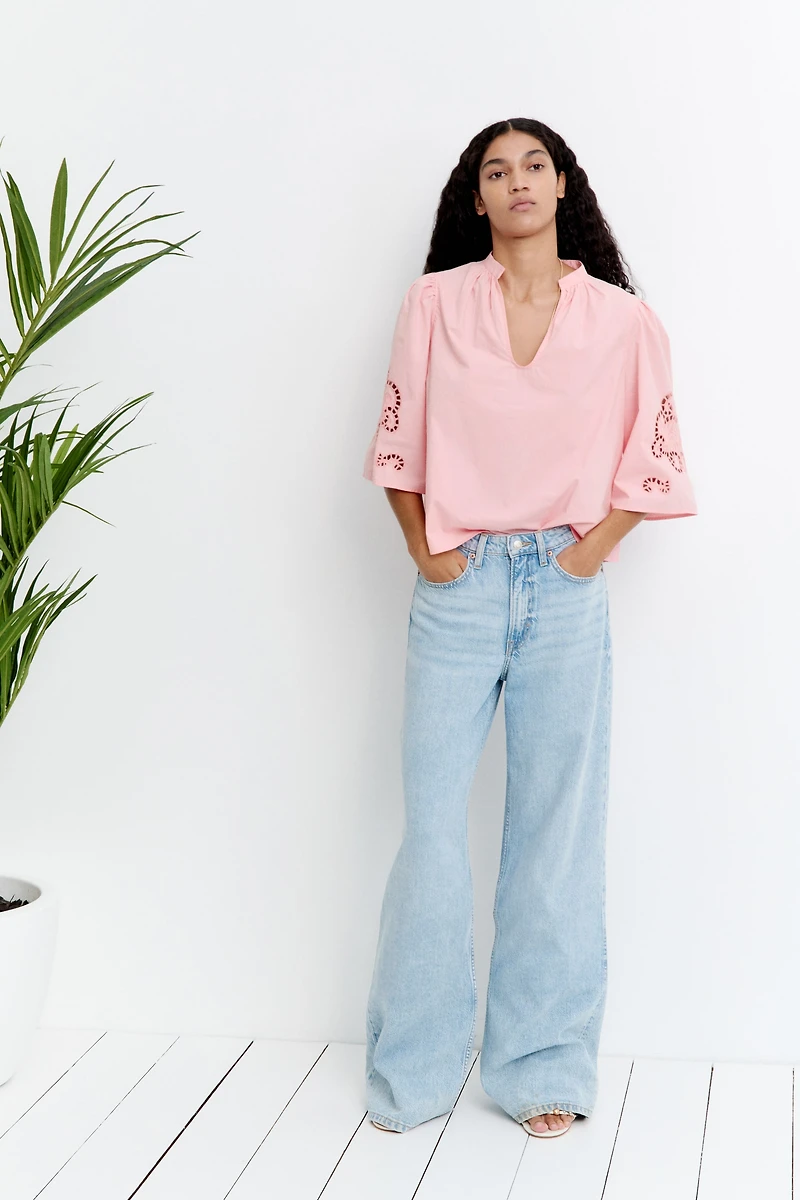 Blouse with Eyelet Embroidery