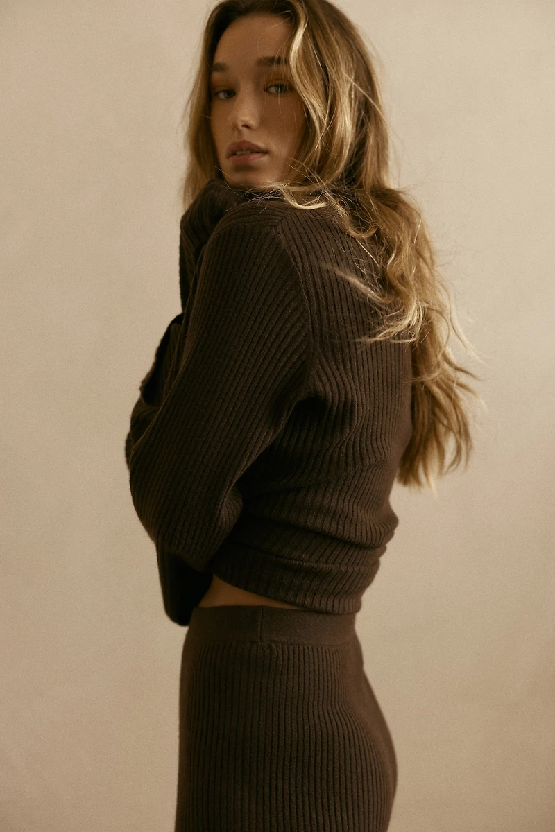 Pantalon large en tricot côtelé