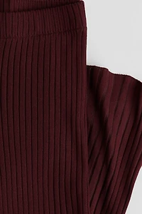 Flared Rib-Knit Pants