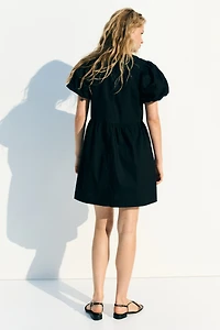 Tie-Front Poplin Dress