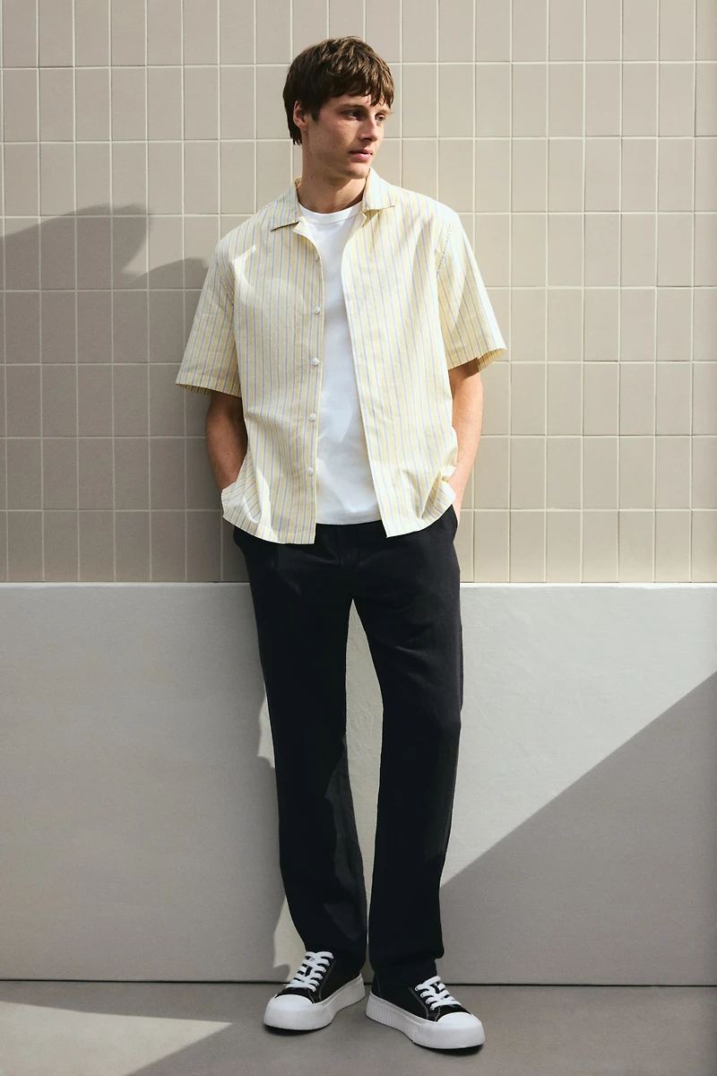 Regular-Fit Linen-Blend Pants