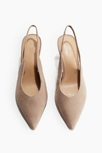 Escarpins en cuir velours avec bride arrière