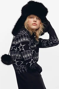 Robe en tricot jacquard de laine mérinos mélangée