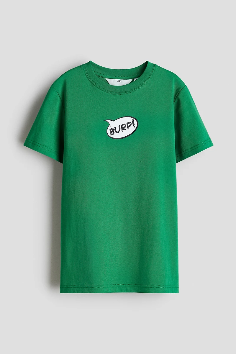 Print-motif cotton T-shirt