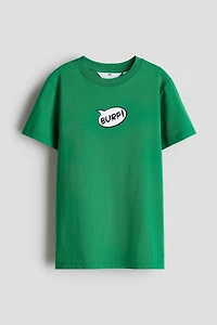Print-motif cotton T-shirt