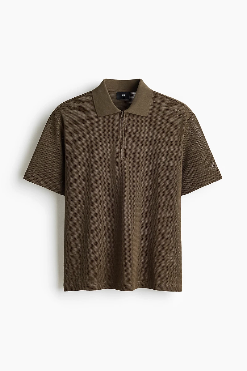Regular-Fit Open-Knit Polo Shirt