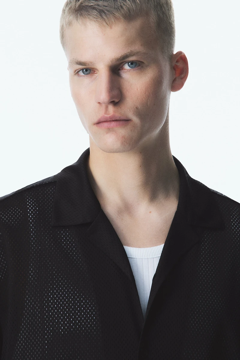 Loose-Fit Mesh Resort Shirt