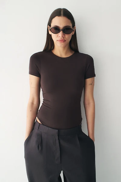 Maillot Tanga moulant à manches courtes