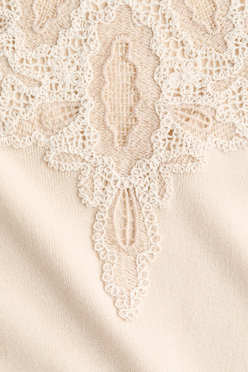 Ribbed Lace-Detail Dress