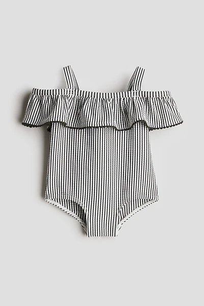 Flounced Open-Shoulder Swimsuit