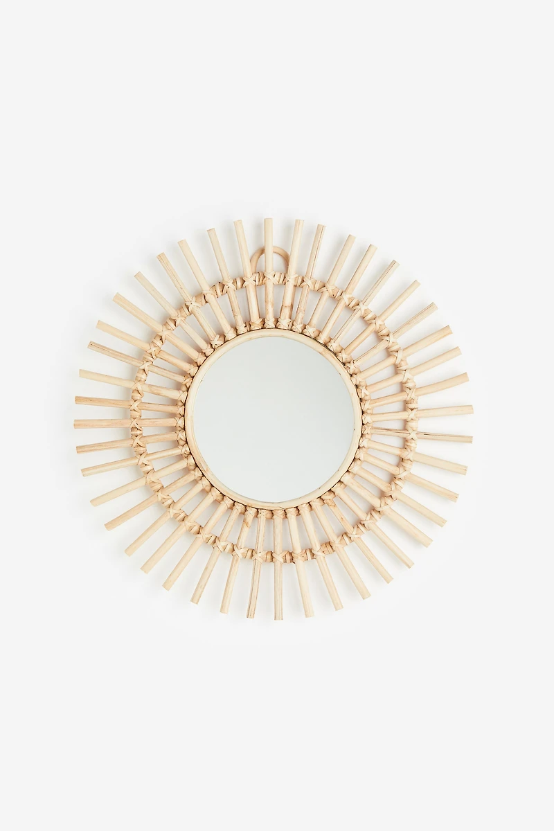 Mirror with Rattan Frame