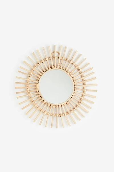 Mirror with Rattan Frame