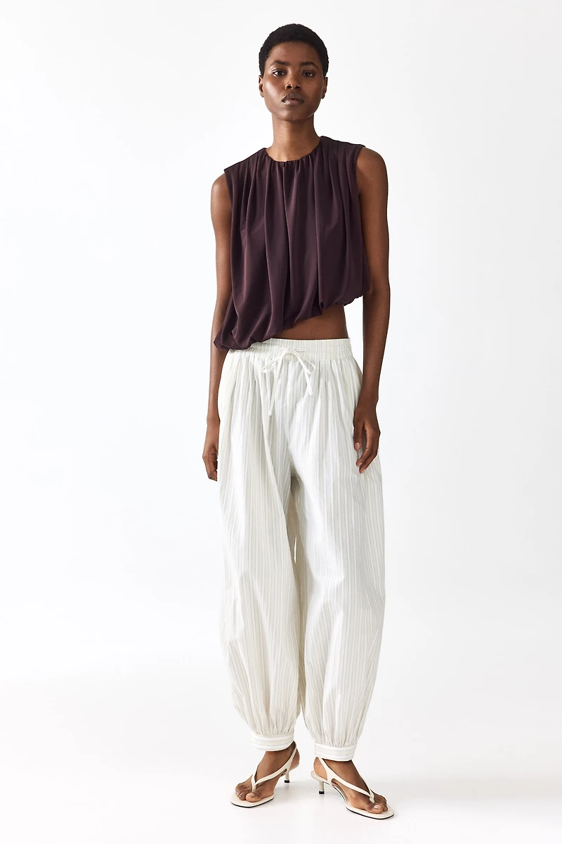 Draped Bubble-Hem Top