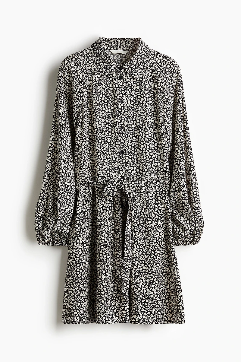 Balloon-sleeved Shirt Dress