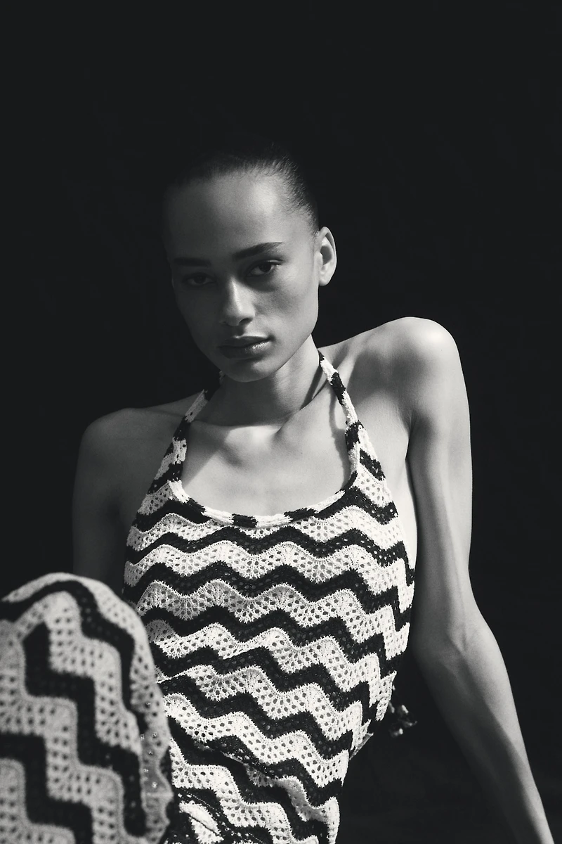 Pointelle-knit Halterneck Top