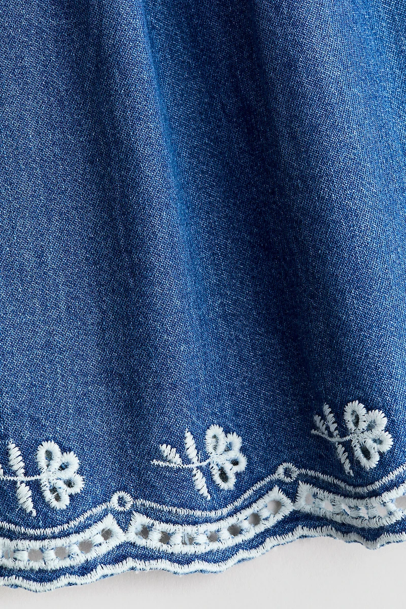 Embroidered Denim Dress