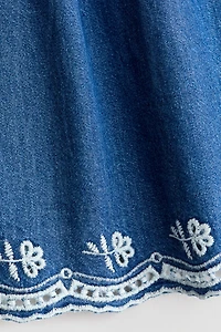 Embroidered Denim Dress