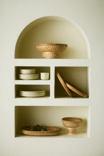 Bol de service sur pied en bambou