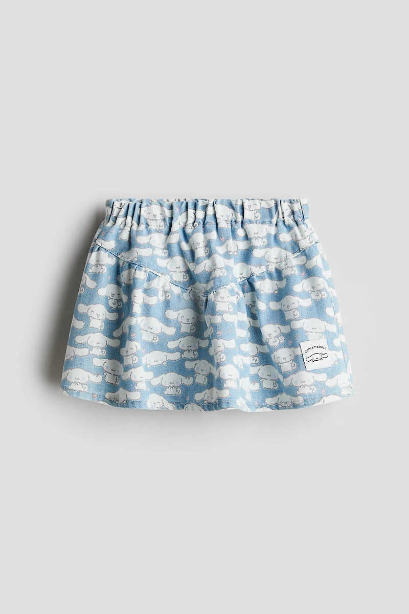 Printed Denim Skirt