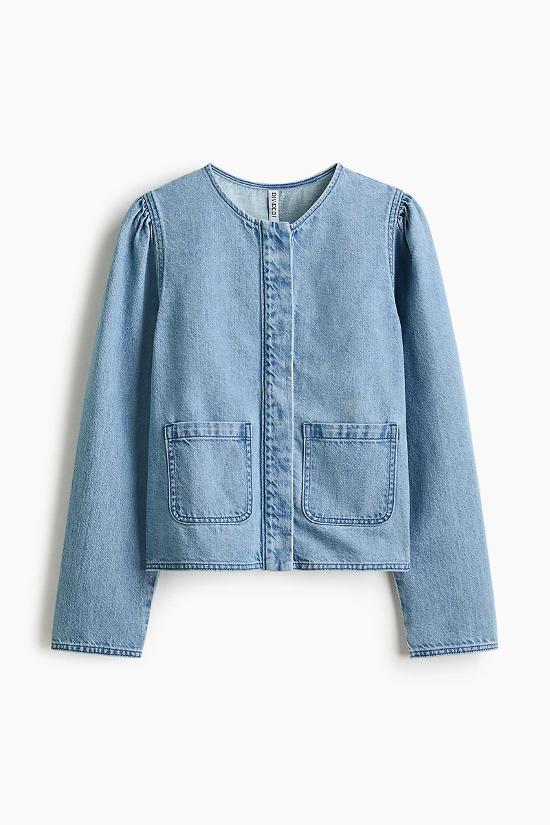 Puff-Sleeved Denim Jacket