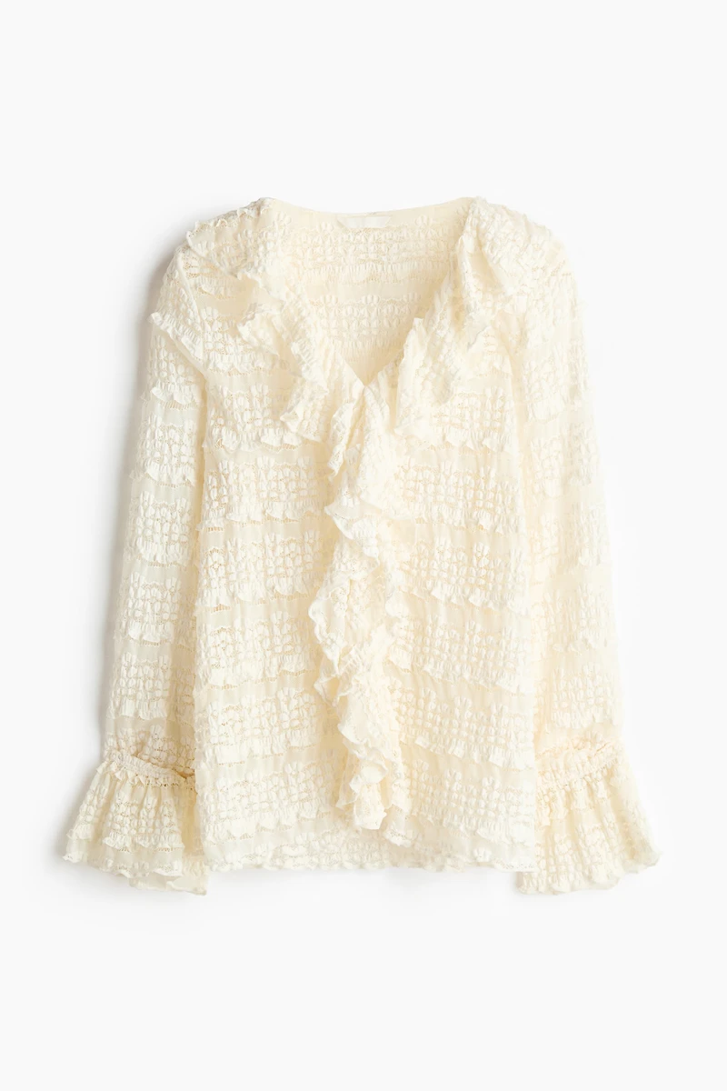 Lace-Look Jersey Blouse