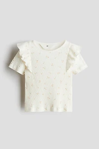 Flounce-Trimmed Cotton Top