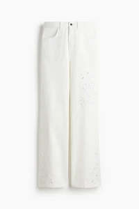 Pants with Eyelet Embroidery