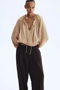 Barrel-Leg Twill Pants