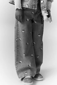 Printed Wide Leg Jeans