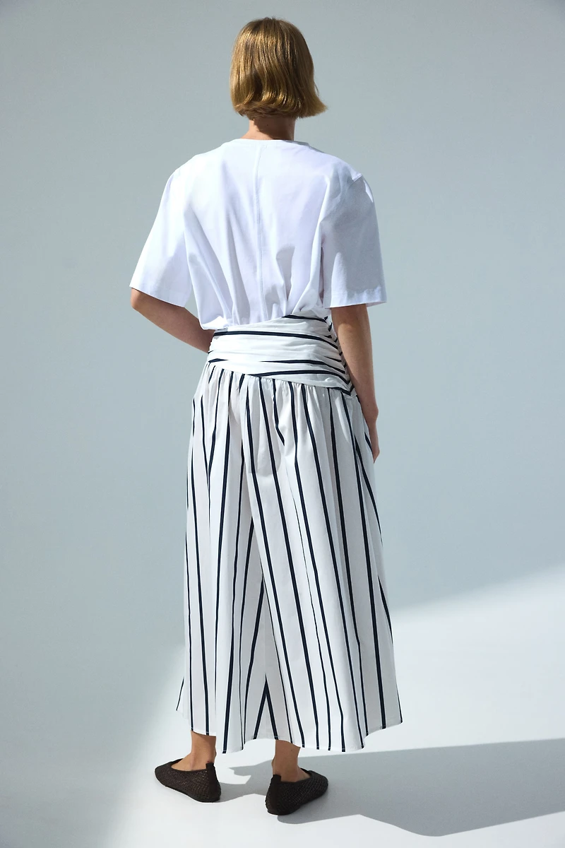Tie-Detail Poplin Skirt