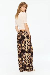 Floral-Print Twill Pants