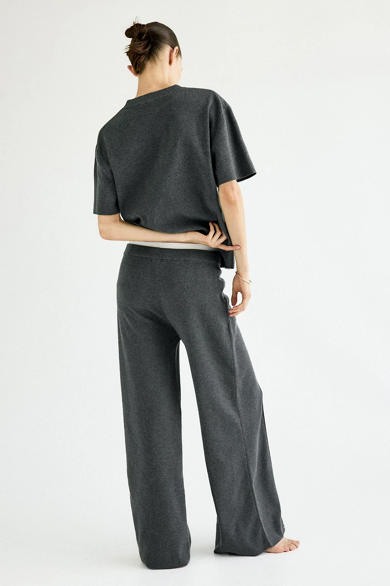 Wide-Leg Fine-Knit Pants