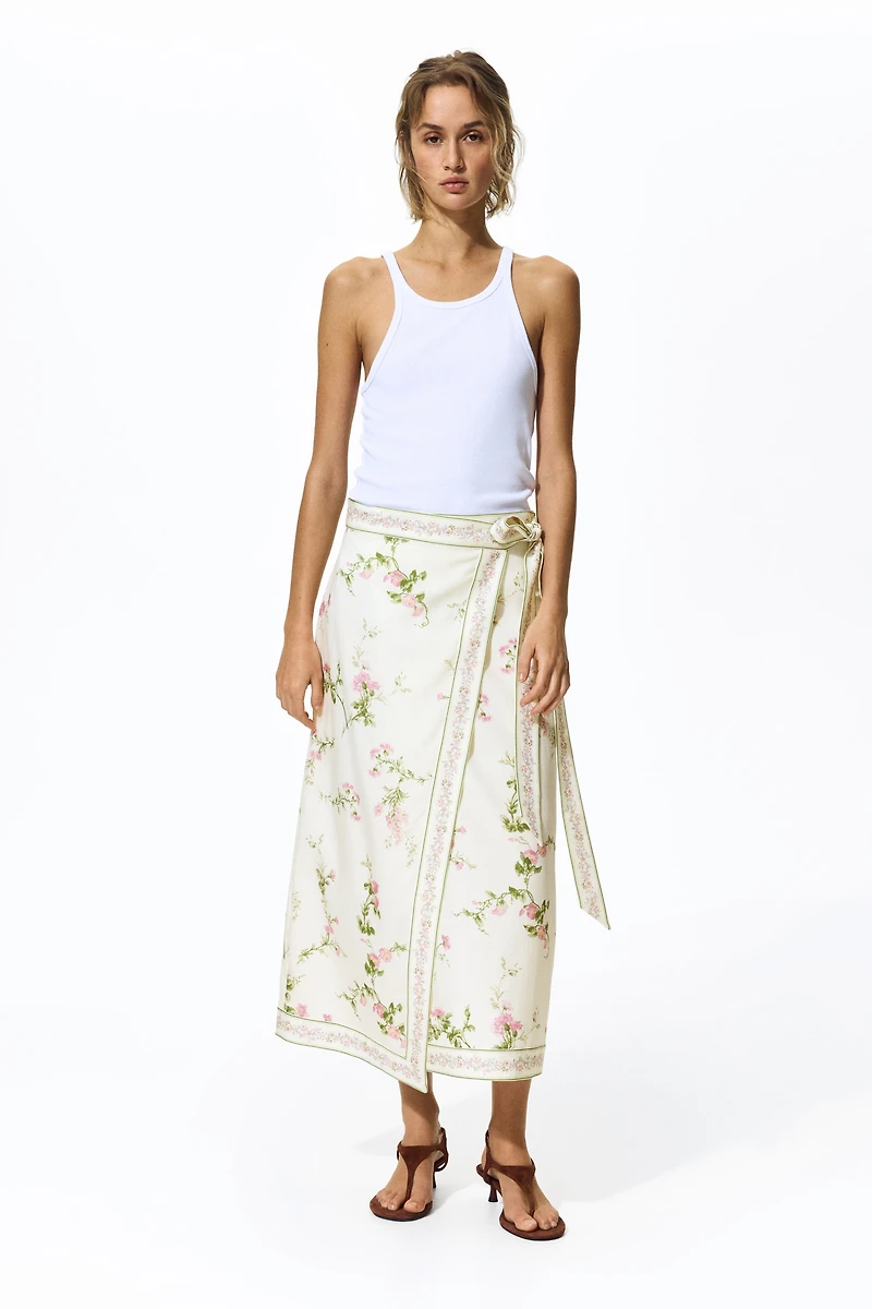 Jupe portefeuille en lyocell mélangé