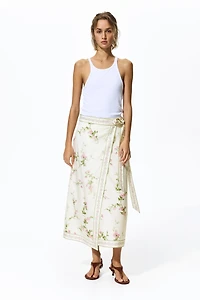 Jupe portefeuille en lyocell mélangé