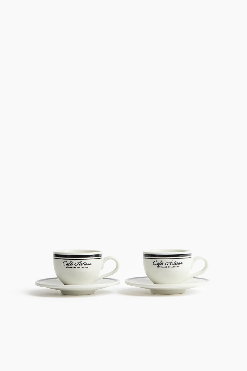2-Pack Porcelain Espresso Cups with Saucers